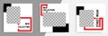Minimal design background vector illustration in black red white frame color. Editable square abstract vintage, geometric strip