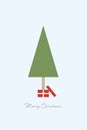 Minimal design christmas tree card vector template. Festive, seasonal, postcard symbol. Royalty Free Stock Photo
