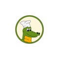 minimal design cute crocodile chef animal icon