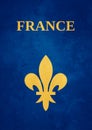 minimal design of the fleur de lys popular french symbol. vibrant color and texture with retro vibe. poster for cover, flyer and Royalty Free Stock Photo