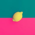 Minimal design fruit. Lemon on bright background Royalty Free Stock Photo