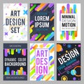 Minimal design vector background with abstract dynamic color shapes and trendy geometric patterns vector set