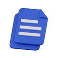 Minimal document file copy icon with a bent corner. 3d isolated render illustration