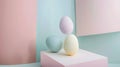 Minimal Easter eggs with pastel cubism design