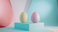 Minimal Easter eggs with pastel cubism design