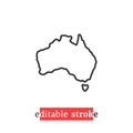 Minimal editable stroke australia map icon