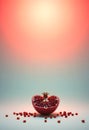 Minimal Elegant Pomegranate Half With Scattered Seeds Under Soft Gradient Studio Light Royalty Free Stock Photo