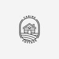 Minimal Emblem Cabin Cottage Logo Line Art Vector Design Illustration Design