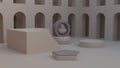 Minimal empty various product platform podium 3D render illustration