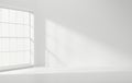 Minimal empty white room with window lighting 3D Rendering and copy space Royalty Free Stock Photo