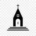 Minimal European church vector element icon isolated on transparent background