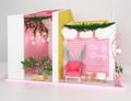 Minimal Exhibition Booth for cosmetic fashion, photo booth and selfie stand design 3d render Royalty Free Stock Photo