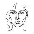 Minimal female face on a white background. One line drawing style. vector illustration
