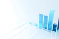 Minimal finance background, white and blue theme, rising bar chart, left space for headline text Royalty Free Stock Photo
