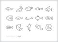 Fish icons of different types of animals found in an ocean or lake Royalty Free Stock Photo