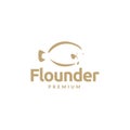 Minimal fish flounder logo design