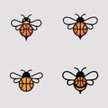 Minimal Flat Bee Basketball Logo Design 2026 Modern Abstract Vector Illustration on White Background Royalty Free Stock Photo