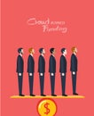 Minimal flat character of business crowd funding concept illustrations