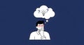 Man Thinking with Lightbulb and Question Marks Royalty Free Stock Photo