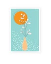 Minimalist plant illustration in vase design, vector