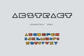 Minimal font. Abstract geometric alphabet with funny colored letters, pop art cartoon font. Vector uppercase typography