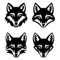 Minimal Fox, dog and wolf Face Silhouette Vector Icon Collection Royalty Free Stock Photo