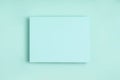 Minimal frame geometric composition mock up. Blank sheet of paper postcard clipboard on pastel trendy mint background. Template