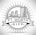 Minimal Ft. Worth Linear City Skyline with Typographic Design