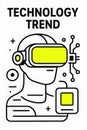 Minimal Futuristic Technology Trend Vector in Black, White, and Neon Accent Royalty Free Stock Photo