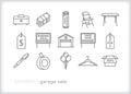 Garage sale icon set for selling used items