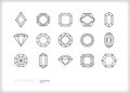 Gem icons of different types of precsion stone cuts Royalty Free Stock Photo