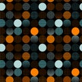 Minimal geometric circle from line and dots samless pattern repeat retro mood and tone ,Design for fashion , fabric, web,