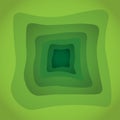 Minimal geometric papercraft background. Green circles elements with fluid gradient. Dynamic shapes composition. Flat Vector Royalty Free Stock Photo