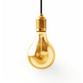 Minimal Gold Lamp Shape With Gold Cord Isolated On White Background Royalty Free Stock Photo