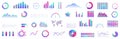 Minimal graph ui icons set. Marketing team analyzing financial graph showing growth and success