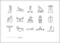 Gym icons of working out with cardio and weights Royalty Free Stock Photo