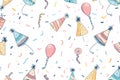 Minimal hand-drawn pastel party color pattern seamless on white background, generated ai