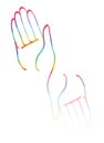 Minimal hands together rainbow symbol vector