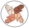 Minimal hands together symbol vector