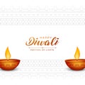 minimal happy diwali occasion background with glowing diya illustration