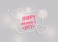 Minimal happy women`s day background with line hearts