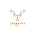 Minimal head deer long horn logo design