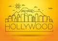 Minimal Hollywood Linear Skyline with Typographic Design Royalty Free Stock Photo