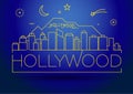 Minimal Hollywood Linear Skyline with Typographic Design Royalty Free Stock Photo