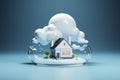 Home floating on clouds clear style Royalty Free Stock Photo