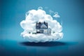 Home floating on clouds clear style Royalty Free Stock Photo