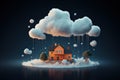 Home floating on clouds clear style Royalty Free Stock Photo