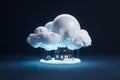 Home floating on clouds clear style Royalty Free Stock Photo