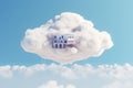 Home floating on clouds clear style Royalty Free Stock Photo