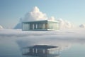 Home floating on clouds clear style Royalty Free Stock Photo